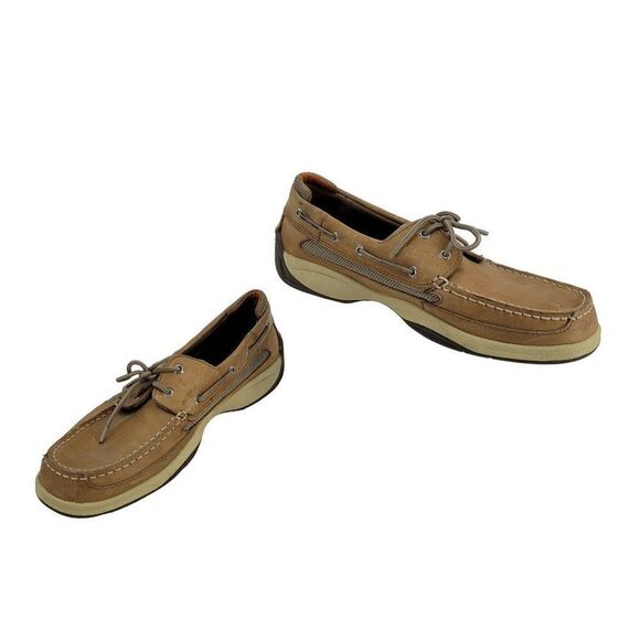 Sperry Top Sider Boat Shoes 12 Tan‎ Leather 0777924 Slip On Nautical Yacht Club - Picture 13 of 13